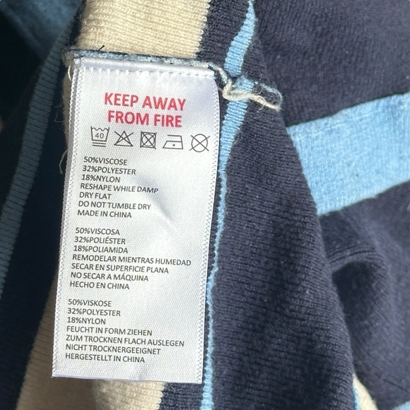 Iets Frans Retro Rugby Stripe Collared Boxy Crop Knit Sweater Blue/Cream Small - Picture 5 of 6